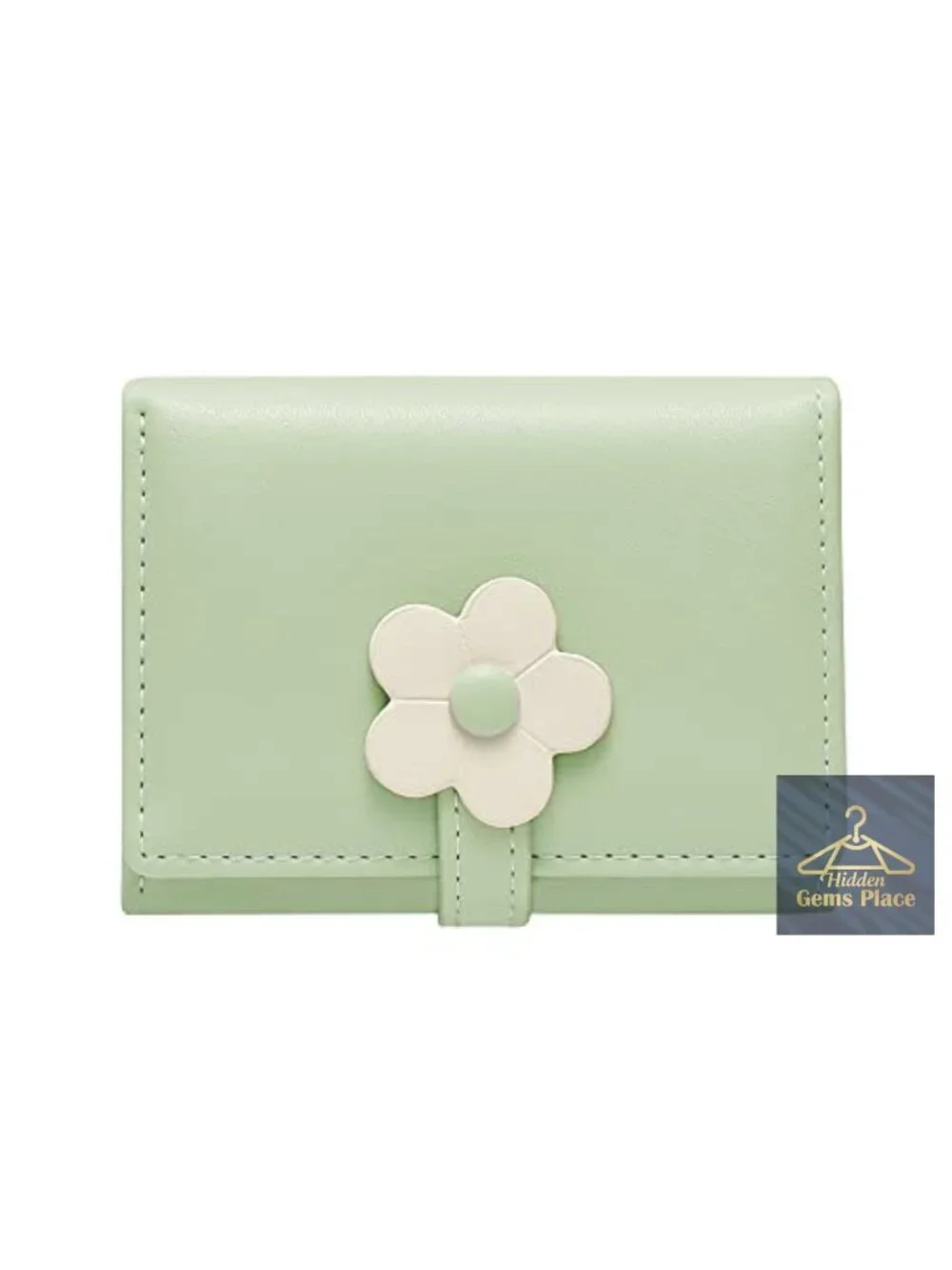 Cute Flower Buckle Small Trifold Wallet for Women - 7 Card Slots, ID Window